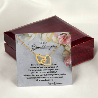To My Granddaughter Interlocking Hearts Necklace