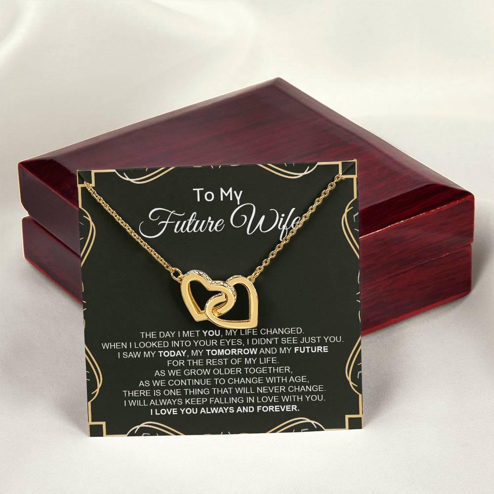 To My Future Wife - Luxurious Necklace Interlocking Hearts Necklace