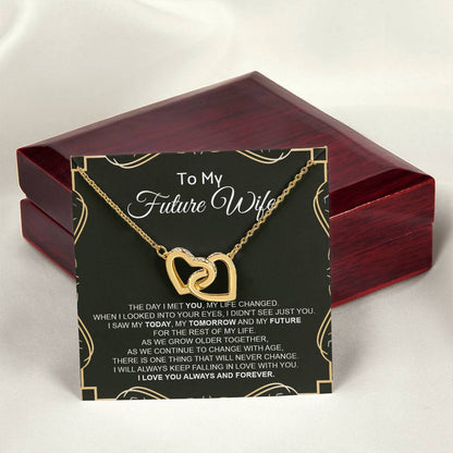 To My Future Wife - Luxurious Necklace Interlocking Hearts Necklace