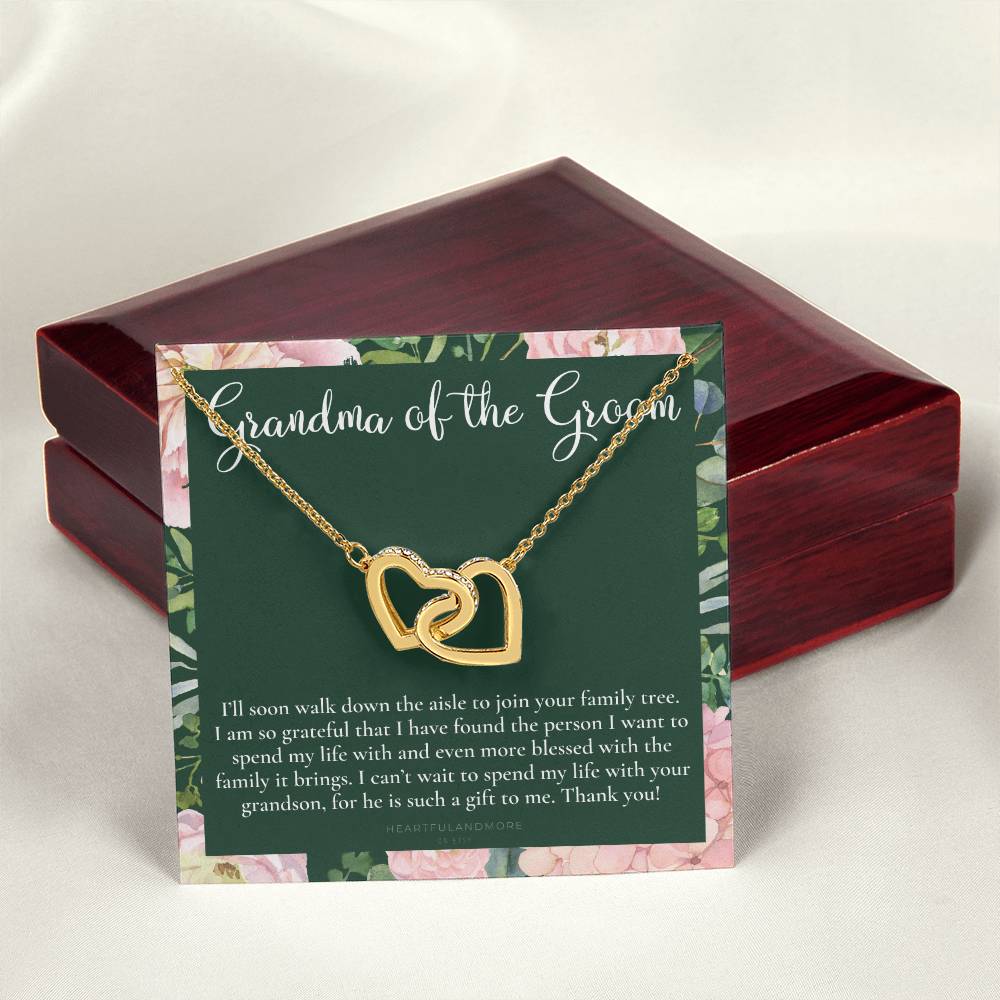 Grandmother Of The Groom Gift Necklace Grandma Wedding Gift Nana Bridal Shower Rehearsal Dinner Thank You Gift Interlocking Hearts Necklace