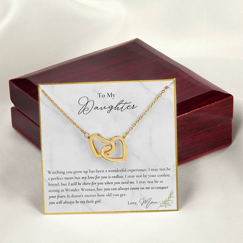 To My Daughter My Love For You Is Endless You Can Always Count On Me To Conquer Interlocking Hearts Necklace
