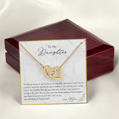 To My Daughter My Love For You Is Endless You Can Always Count On Me To Conquer Interlocking Hearts Necklace