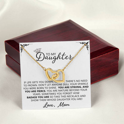 To My Daughter - Straighten Your Crown Unique Interlocking Hearts Binding Necklace Gift Set Interlocking Hearts Necklace