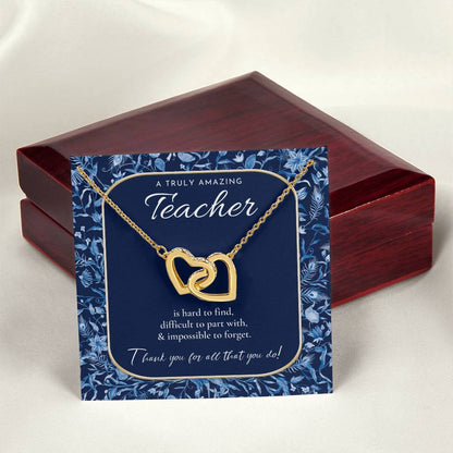 Teacher Gift Gift For Teacher Necklace A Truly Amazing Teacher Appreciation Gift Gorgeous Necklace For Teacher Interlocking Hearts Necklace