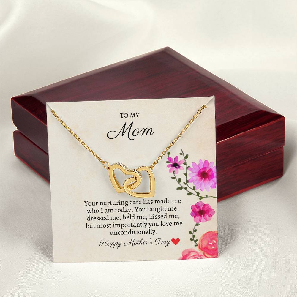 To My Mom - Unconditional Love - Necklace Interlocking Hearts Necklace