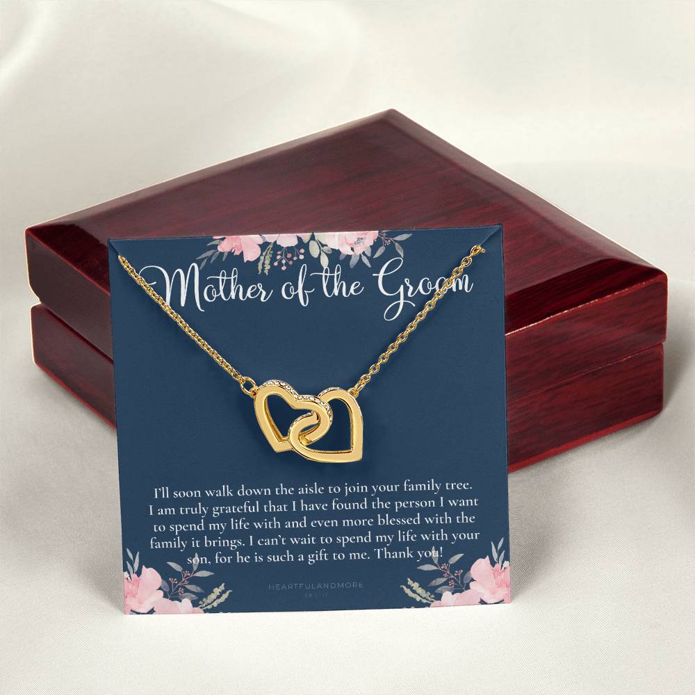 Mother Of The Groom Gift Necklace Wedding Gift Bridal Party Rehearsal Dinner Man Of My Dreams Parent Of Groom Mother In Law Gift Interlocking Hearts Necklace