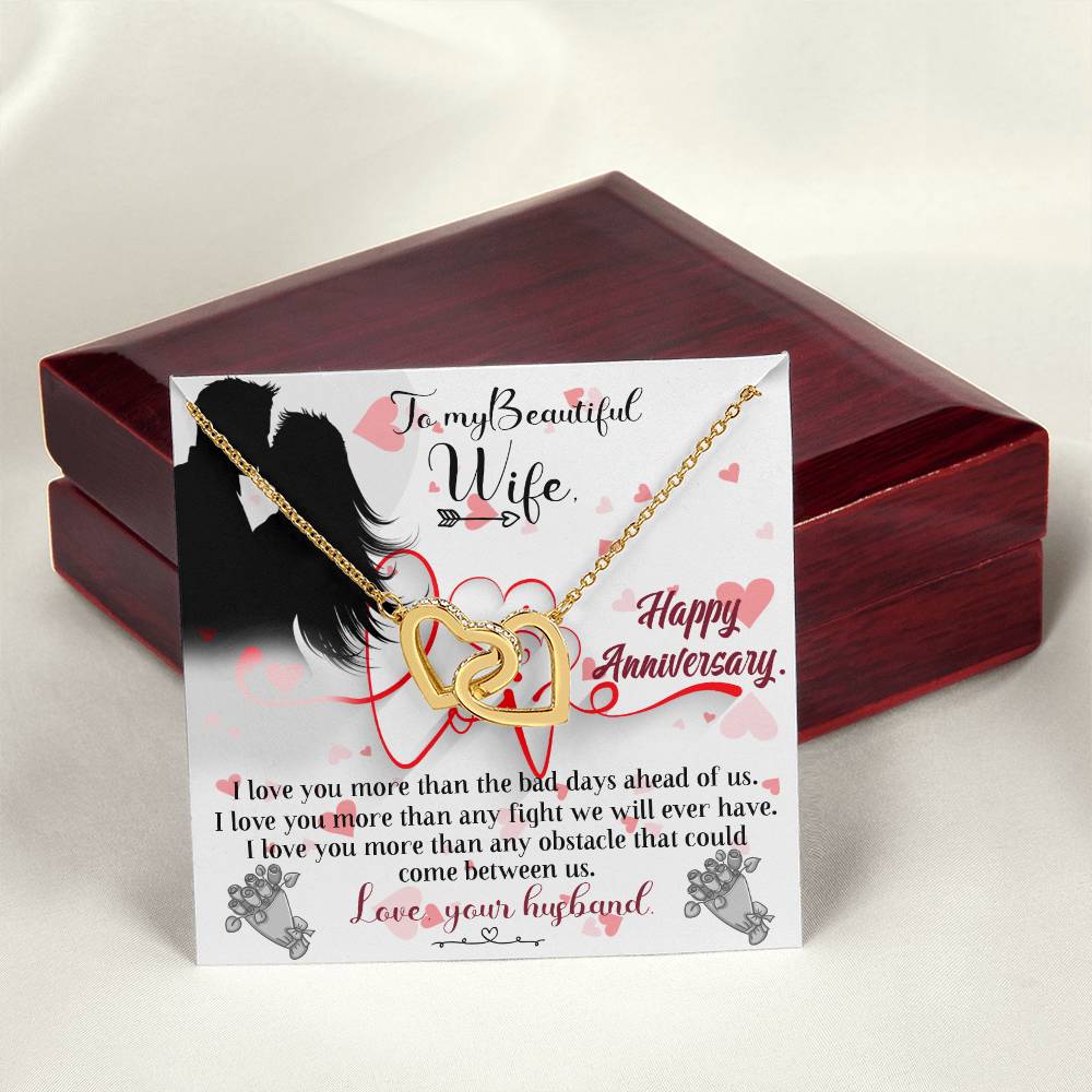 Love Birthday To My Beautiful Wife. Interlocking Hearts Necklace