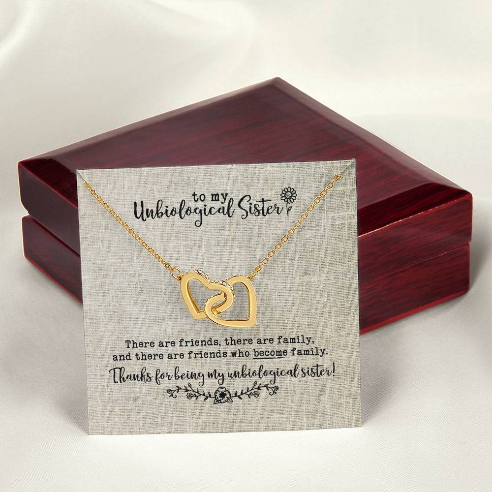 Unbiological Sister Necklace Interlocking Hearts Necklace
