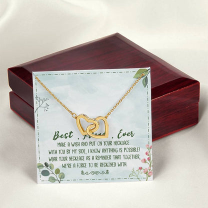 Best Friend Ever Interlocking Hearts Necklace Birthday Message Card