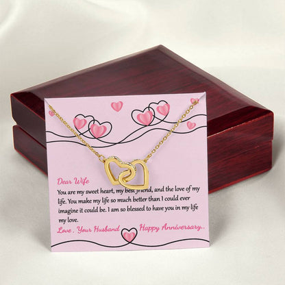 Anniversary Gift For Lovely Wife Interlocking Hearts Necklace