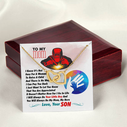 Welder'S Mom - Interlocking Heart Necklace Interlocking Hearts Necklace