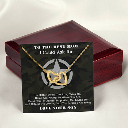 The Best Army Mom - Interlocked Necklace Interlocking Hearts Necklace