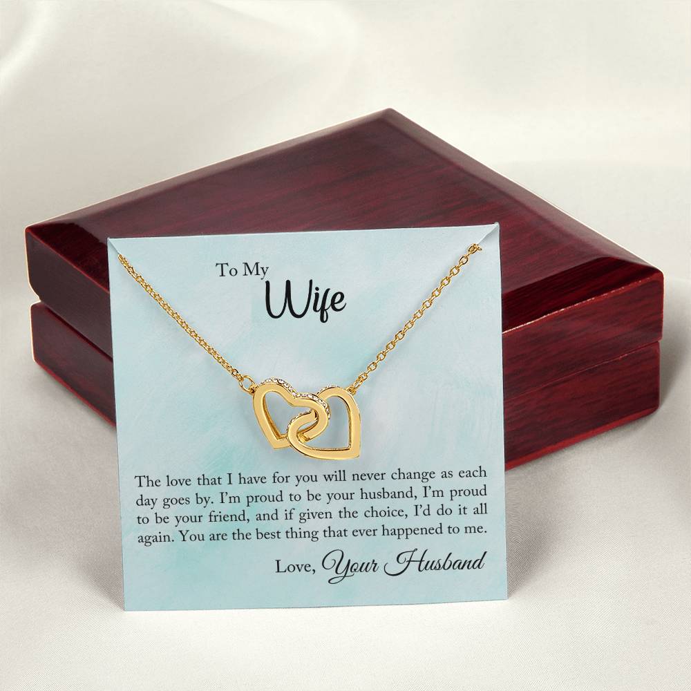 Gift For Wife - Interlocking Hearts Necklace Symbol Of Never-Ending Love