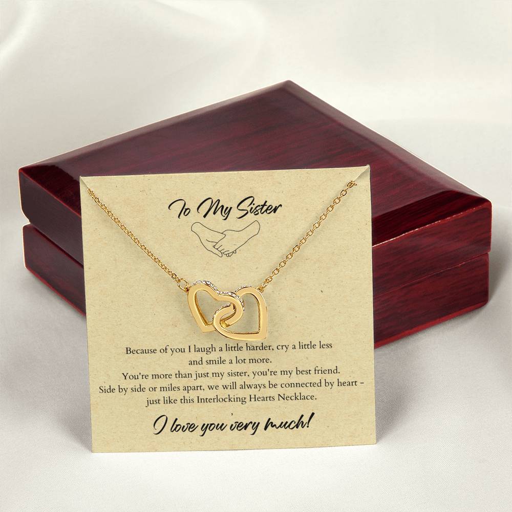 To My Sister Interlocking Hearts Necklace