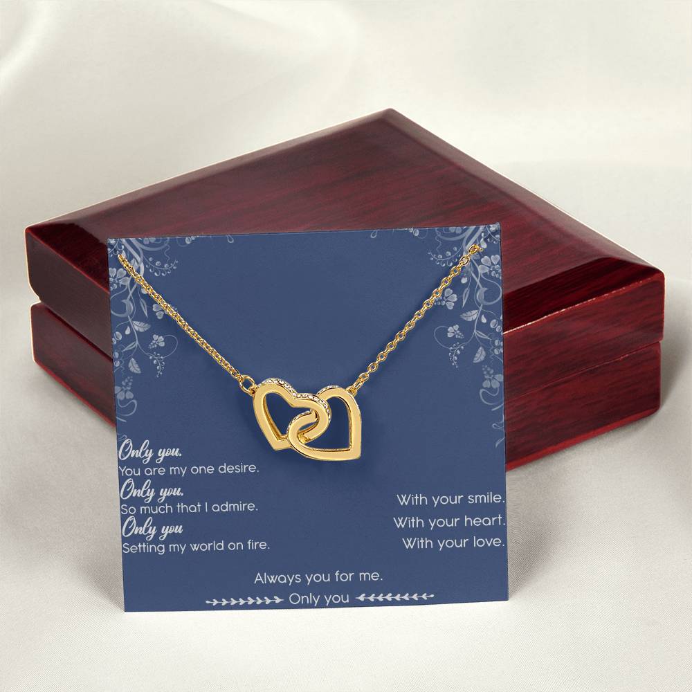 Only You Interlocking Hearts Necklace Message Card
