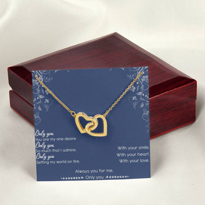 Only You Interlocking Hearts Necklace Message Card