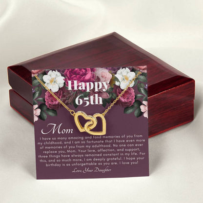 Mother'S 65Th Birthday Gift Gift For Mom On Her Birthday Gift For Mom From Daughter Mom Necklace Best Mom Gift Message Card Interlocking Hearts Necklace