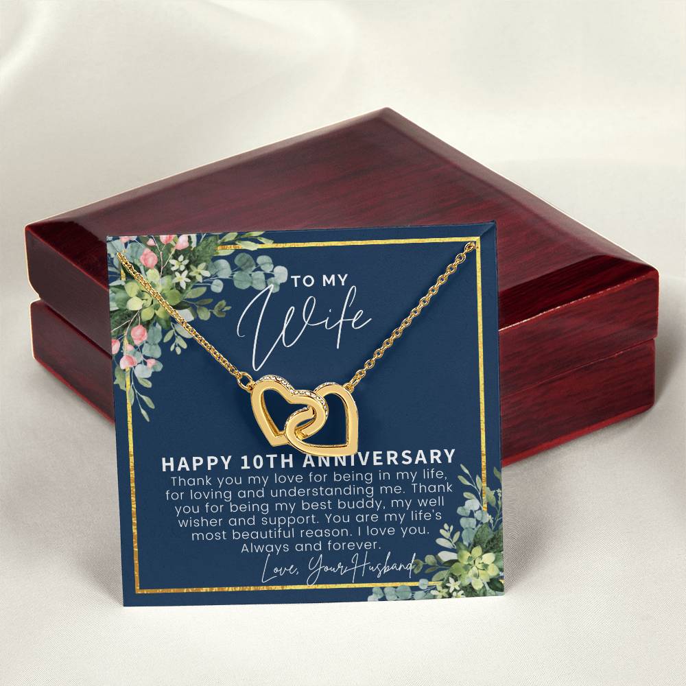10 Year Anniversary Gift For Wife 10 Year Anniversary Gifts 10Th Wedding Anniversary Gift For Her Interlocking Hearts Necklace