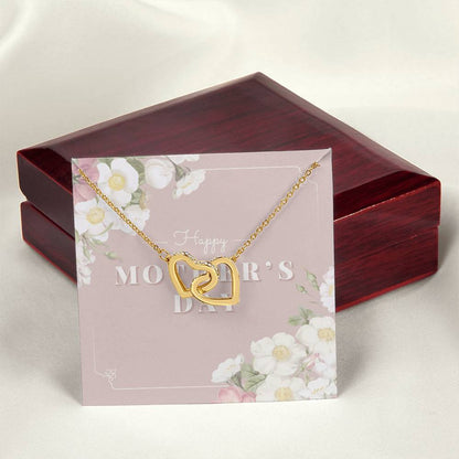 Mother Necklace Gift For Mom 14K White Gold Finish Pendant Mother'S Day Gift Interlocking Hearts Necklace