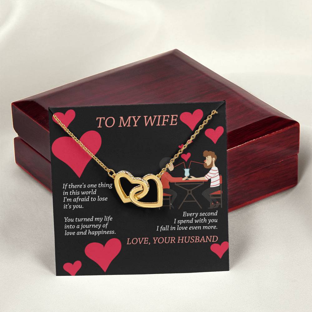To My Wife - Interlocking Heart Necklace Interlocking Hearts Necklace