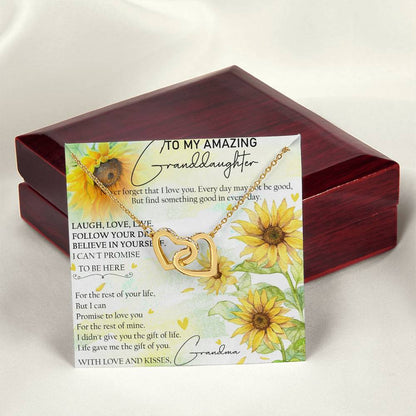 To My Amazing Granddaughter Interlocking Hearts Necklace Message Card