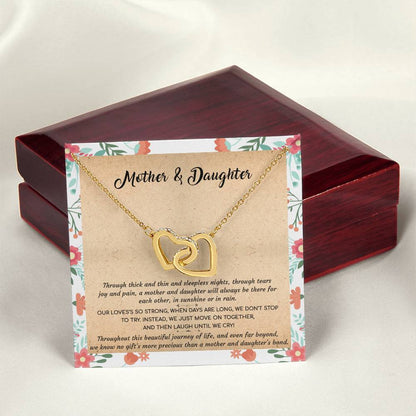 Gift For Mom - Mother & Daughter - Interlocking Interlocking Hearts Necklace