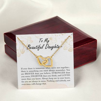 To My Beautiful Daughter - Braver Stronger Smarter - Necklace Interlocking Hearts Necklace