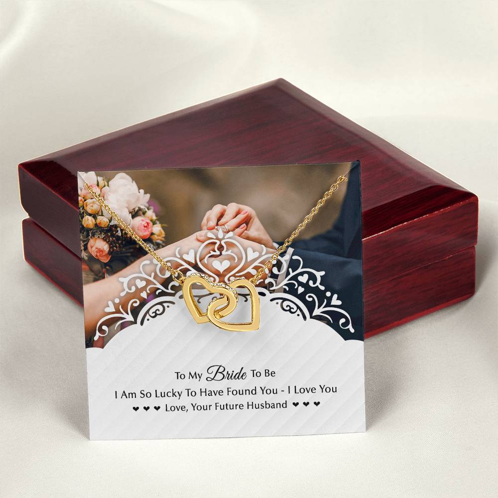 To My Bride To Be . Gift For Fiancee Interlocking Hearts Necklace
