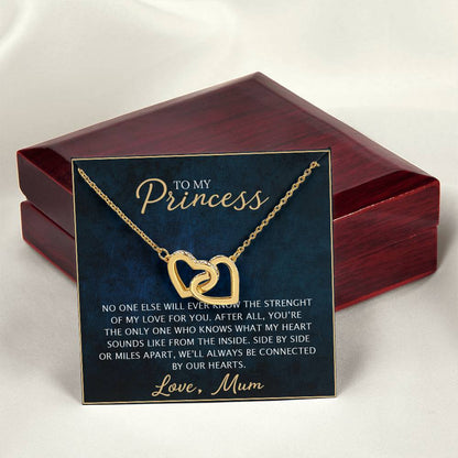 To My Daughter - Unique Heart Bonding Necklace Gift Set Interlocking Hearts Necklace