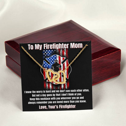 To My Firefighter Mom Necklace Interlocking Hearts Necklace