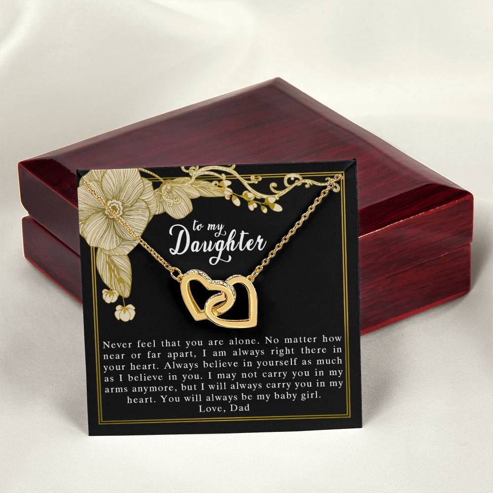 To My Daughter Love Dad Interlocking Hearts Necklace
