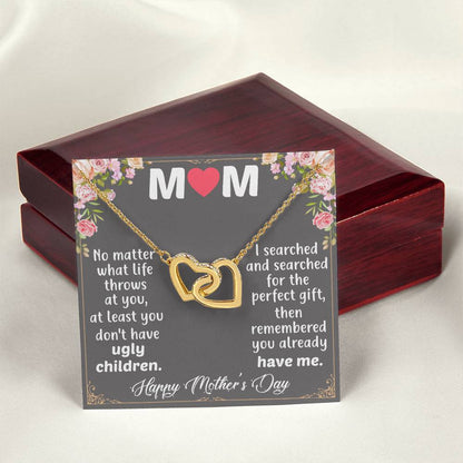 Happy Mother'S Day Mom Interlocking Hearts Necklace