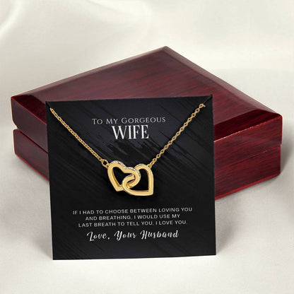 Interlocked Heart Necklace - For Wife Interlocking Hearts Necklace