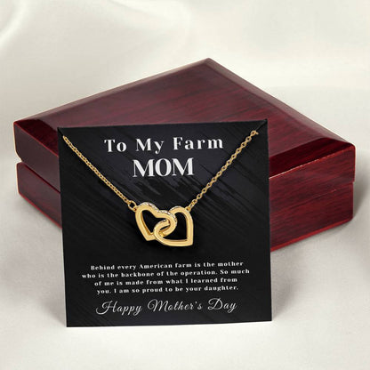 Farm Mom - Interlocking Hearts - Mother'S Day Interlocking Hearts Necklace