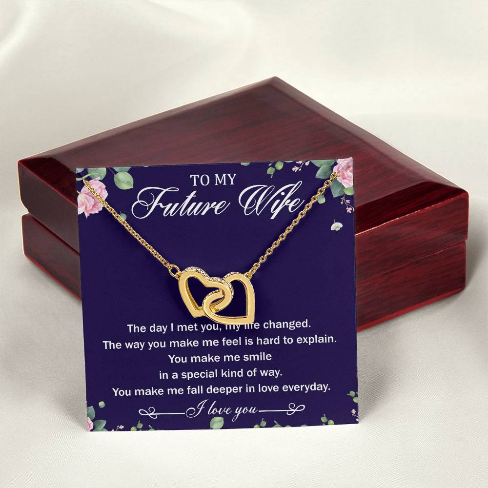 To My Future Wife Interlocking Hearts Necklace Message Card