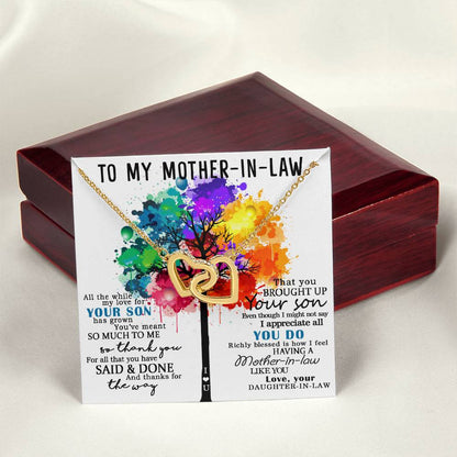 To My Mother-In-Law Gift For Mother-In-Law Mother-In-Law Necklace Mother-In-Law Pendant Mom-In-Law Necklace To My Future Mom-In-Law Interlocking Hearts Necklace