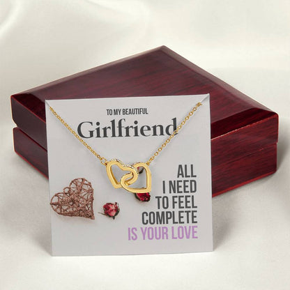 Romantic Girlfriend Necklace Gift - To My Girlfriend Interlocking Hearts Necklace