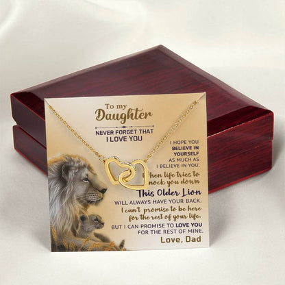 Interlocking Hearts Necklace - Lions & Never Forget Collection - Gift For Daughter From Dad