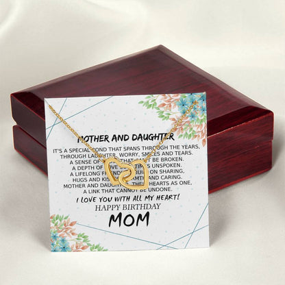Mom Birthday Card Poem Mother And Daughter Love Interlocking Hearts Necklace