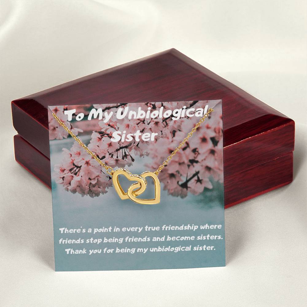 To My Unbiological Sister Interlocking Hearts Necklace