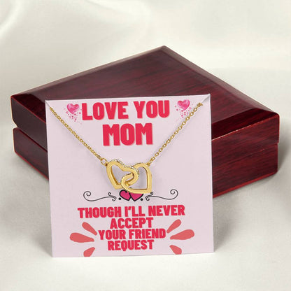 Mom’S Friend Request- Interlocking Hearts With Cubic Zirconia Interlocking Hearts Necklace