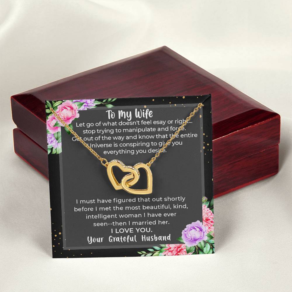 Gift For Wife- Anniversary Gift For Wife Birthday Gift For My Wife Candle Night Dinner Present To My Wife Christmas Gift To My Wife Wife. Interlocking Hearts Necklace