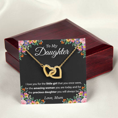 To My Daughter Necklace From Mum - To My Daughter Necklace From Dad Interlocking Hearts Necklace