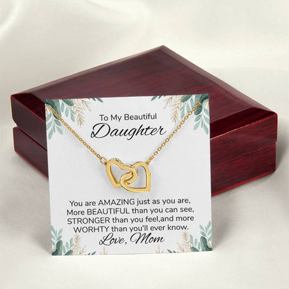 To My Daughter Necklace Gift From Mom Mothers Day Gift For Daughter From Mother Sentimental Jewelry Gifts For Daughter From Mom Interlocking Hearts Necklace