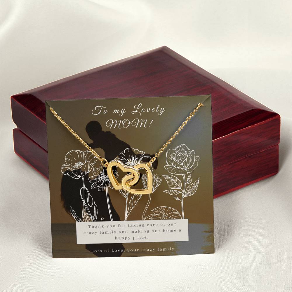 Double Interlocking Hearts Necklace For Mother'S Day