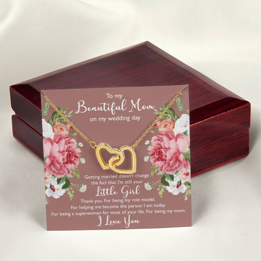 To My Beautiful Mom On My Wedding Day Interlocking Hearts Necklace