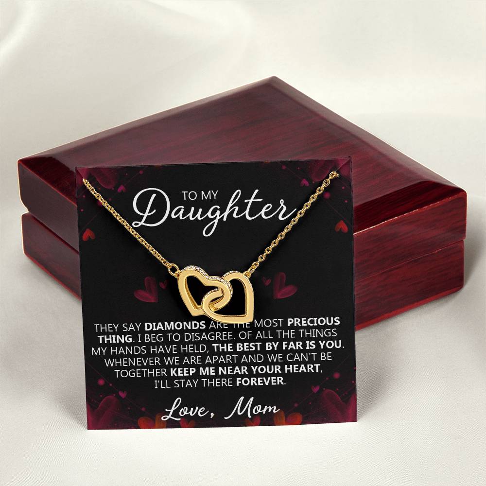To My Daughter - My Precious - Unique Heart Binding Necklace Gift Set Interlocking Hearts Necklace