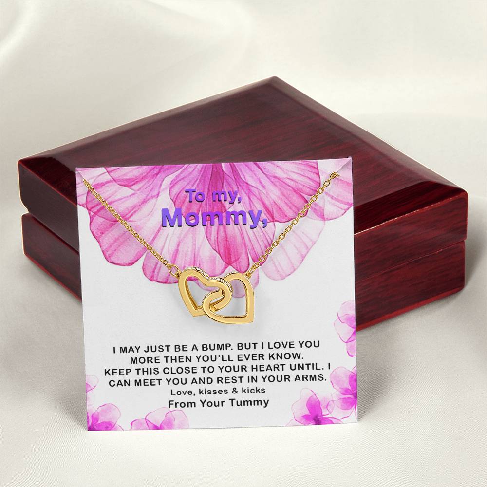 Mommy Love Forever ! I May Just Be A Bump Interlocking Hearts Necklace