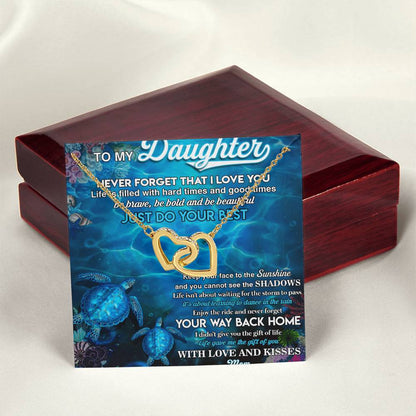 To My Daughter From Mom Interlocking Hearts Necklace Message Card