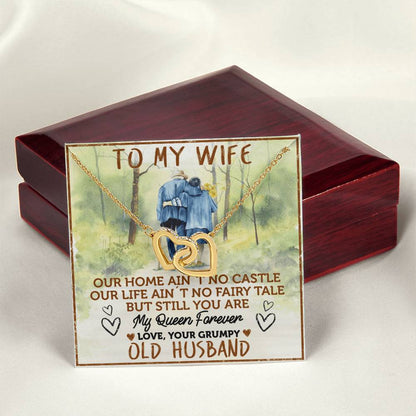To My Wife - My Queen Forever Interlocking Hearts Necklace